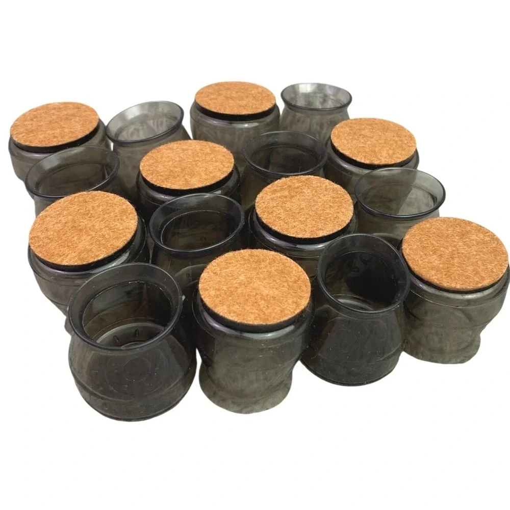16 PCS Silicone Chair Leg‎ Protectors Floor Savers Small Charcoal Cork Bottom